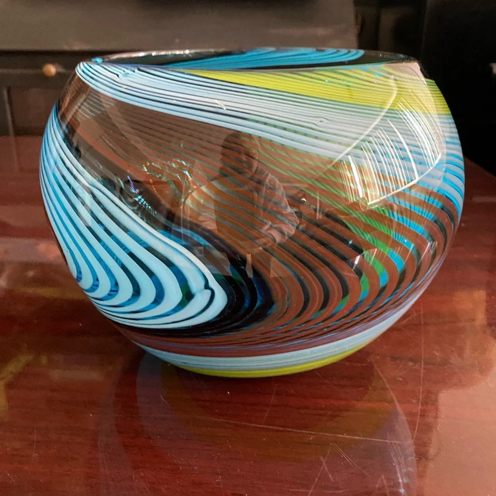 Multicolor Swirl Glass Art Vase